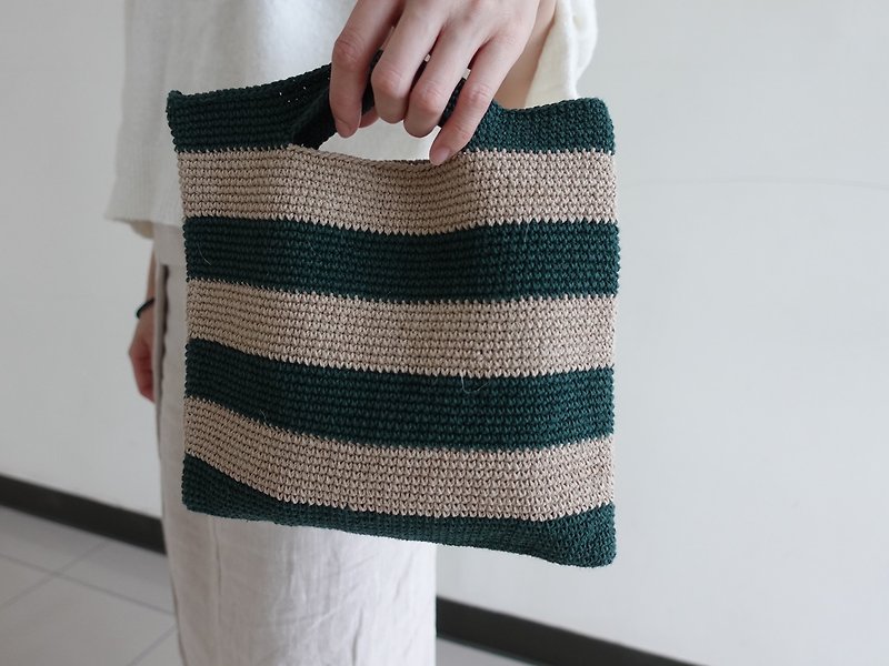 Wide striped bag/handmade/woven bag - Handbags & Totes - Cotton & Hemp 
