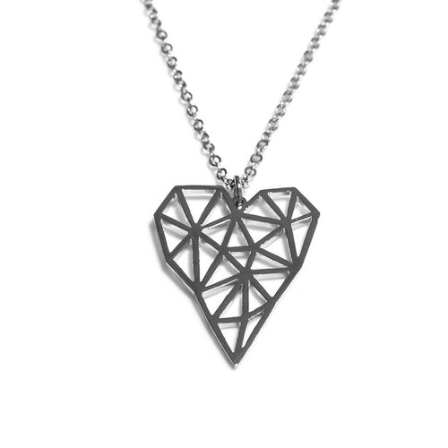 NamesisAccessories Abstract long polygon heart shape pendant