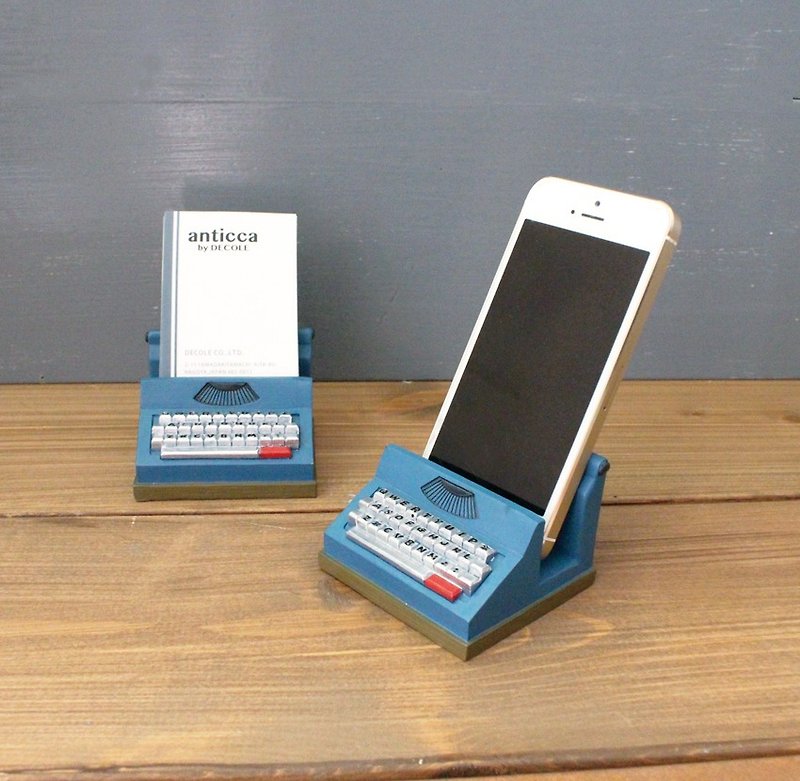 [Japanese] anticca Decole series typewriter shape phone holder / pallet - Phone Stands & Dust Plugs - Other Materials Blue