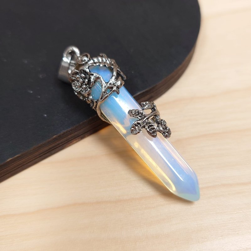 歐泊/蛋白石 (Opal) 吊咀/靈擺 (玫瑰款) - 項鍊 - 其他金屬 白色