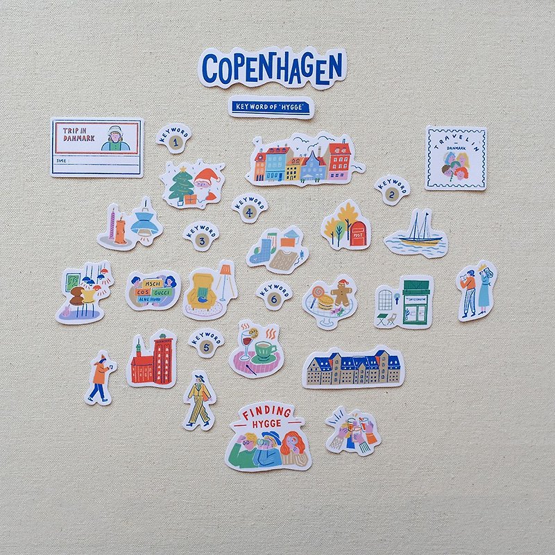 Paper Stickers - Copenhagen illustration sticker pack 2 optional