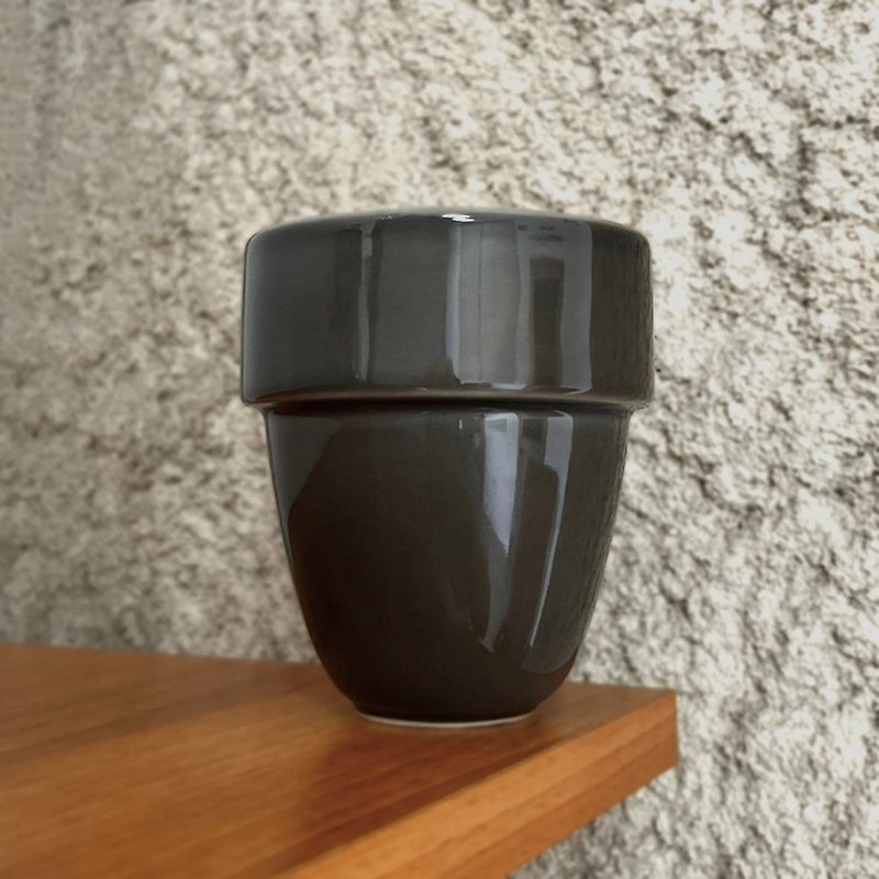 Cores Arita Ware Double Layer Mug | Stone Gray Made in Japan - แก้วมัค/แก้วกาแฟ - เครื่องลายคราม สีเทา