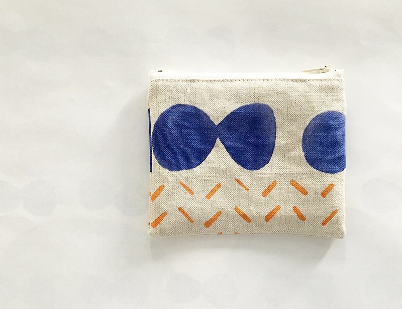 moshimoshi | Linen Small Object Bag-Blue Cell Division - Coin Purses - Cotton & Hemp 