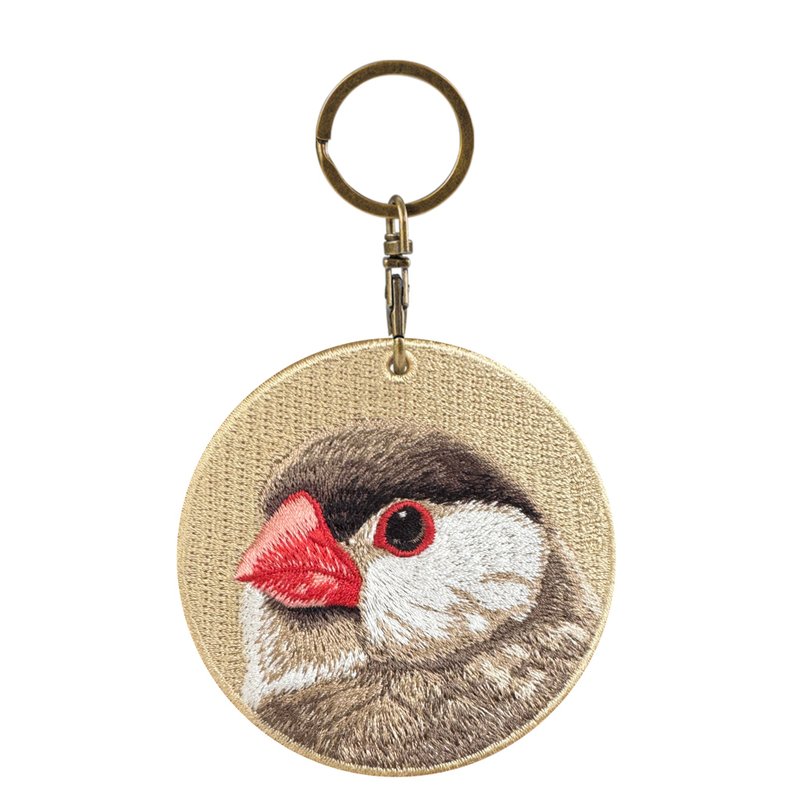 EMJOUR 雙面刺繡吊飾 -文鳥 | 仿真刺繡 - 吊飾/掛飾 - 繡線 
