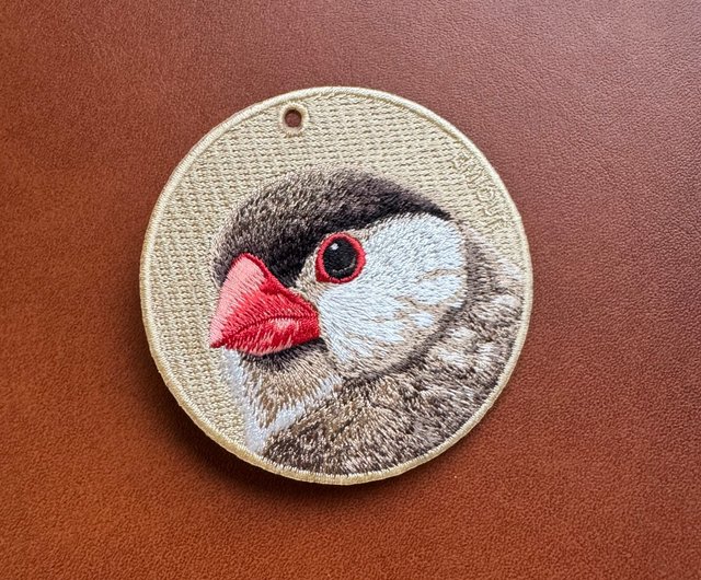 EMJOUR 両面刺繍ペンダント -文鳥| シミュレーション刺繍