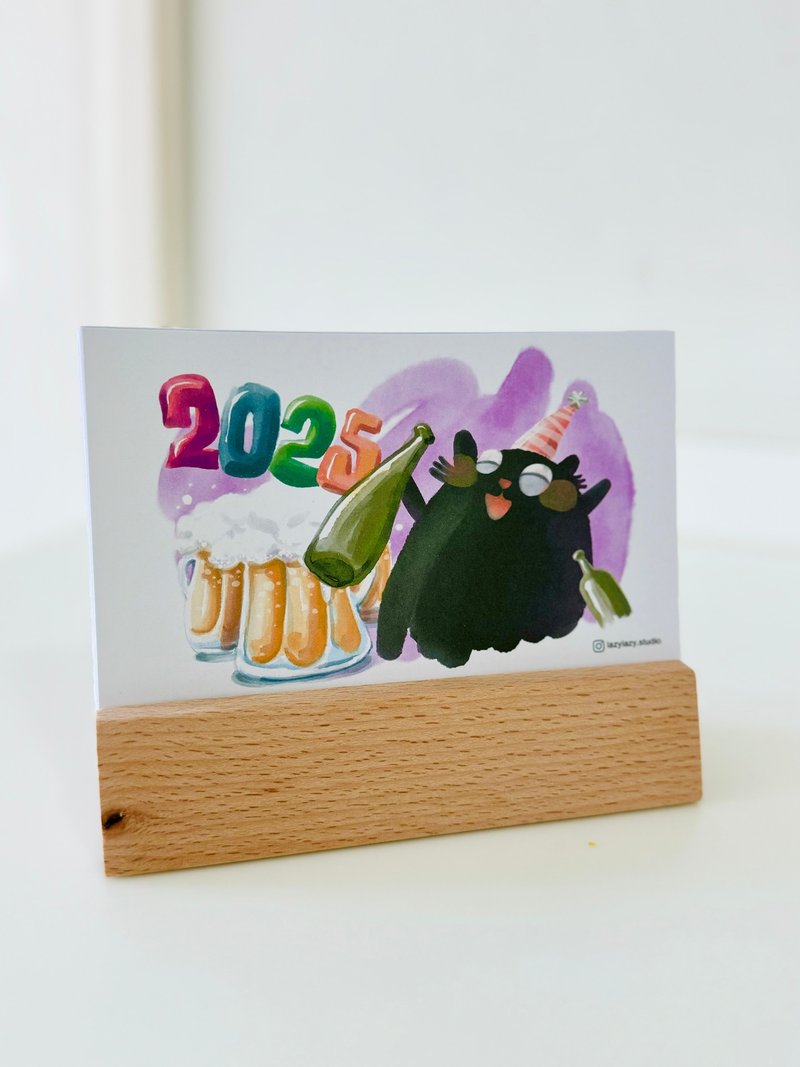 2025 Desk Calendar (Hong Kong and Taiwan Versions) Original Illustration Drunken Cat Series Exchange Gift - Calendars - Paper 