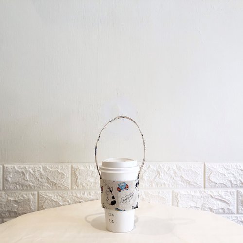 bubu hand-made 客製化選布-手作米白法鬥環保杯套 生日禮物 送禮