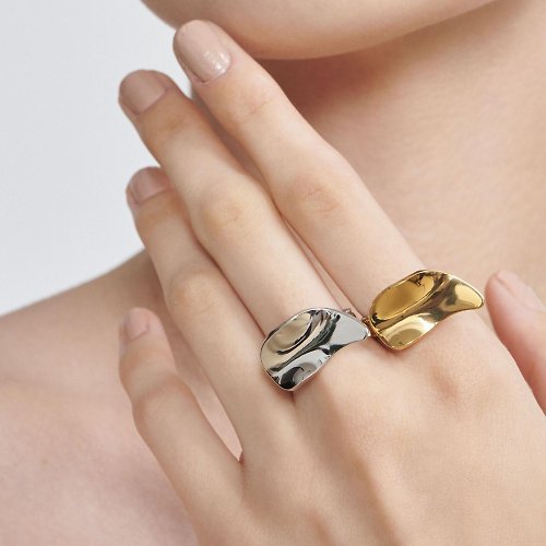Whomfor Jewelry 吳爾芙輕珠寶飾品 歐美輕奢流線型造型戒指 (18K金/銀)