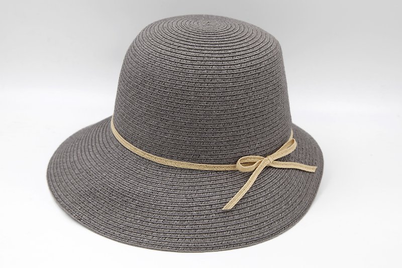 【Paper home】 Hepburn hat (gray) paper thread weaving - Hats & Caps - Paper Gray