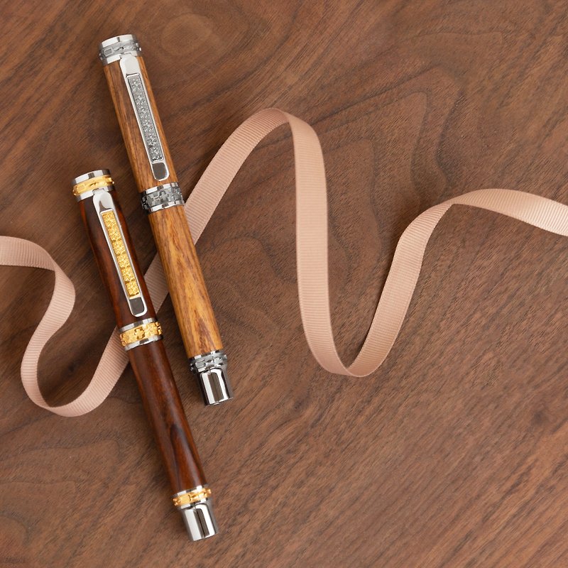 Solid Wood Fountain Pen / Ball Pen | Morning and evening type・Laser engraving possible - Rollerball Pens - Wood Brown