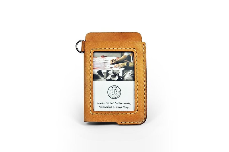 MICO hand-stitched leather leisure card holder/ identification card holder/ card holder/ work card holder (oblique hanging type) - การ์ด/โปสการ์ด - หนังแท้ 