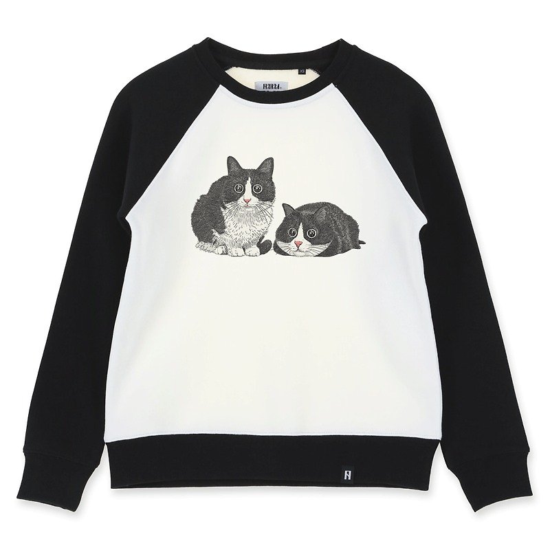 AMO Original cotton adult Sweater /AKE/ Twin Cats With Big Eyes - เสื้อแจ็คเก็ต - ผ้าฝ้าย/ผ้าลินิน 