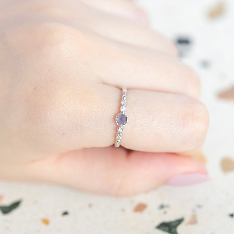 Iolite Sterling Silver Cake Ring with Cubic Zirconia - แหวนทั่วไป - คริสตัล สีเงิน