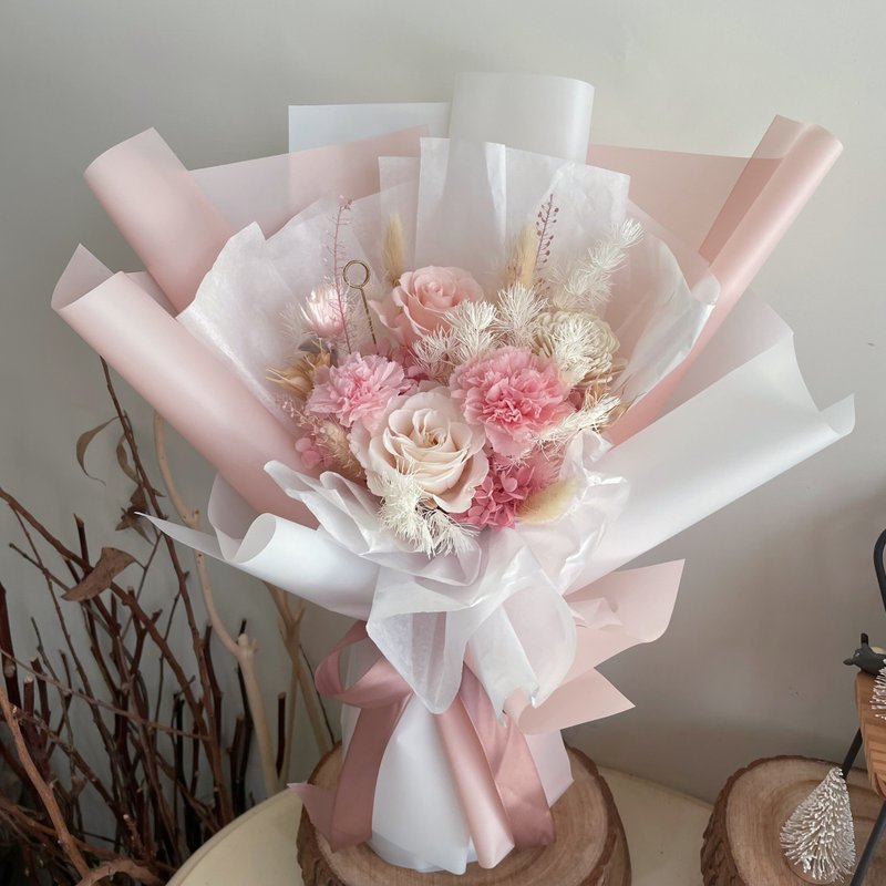 Preserved Bouquet Mother's Day Bouquet Frosted Pink & Pink White Preserved Bouquet - Dried Flowers & Bouquets - Plants & Flowers Pink