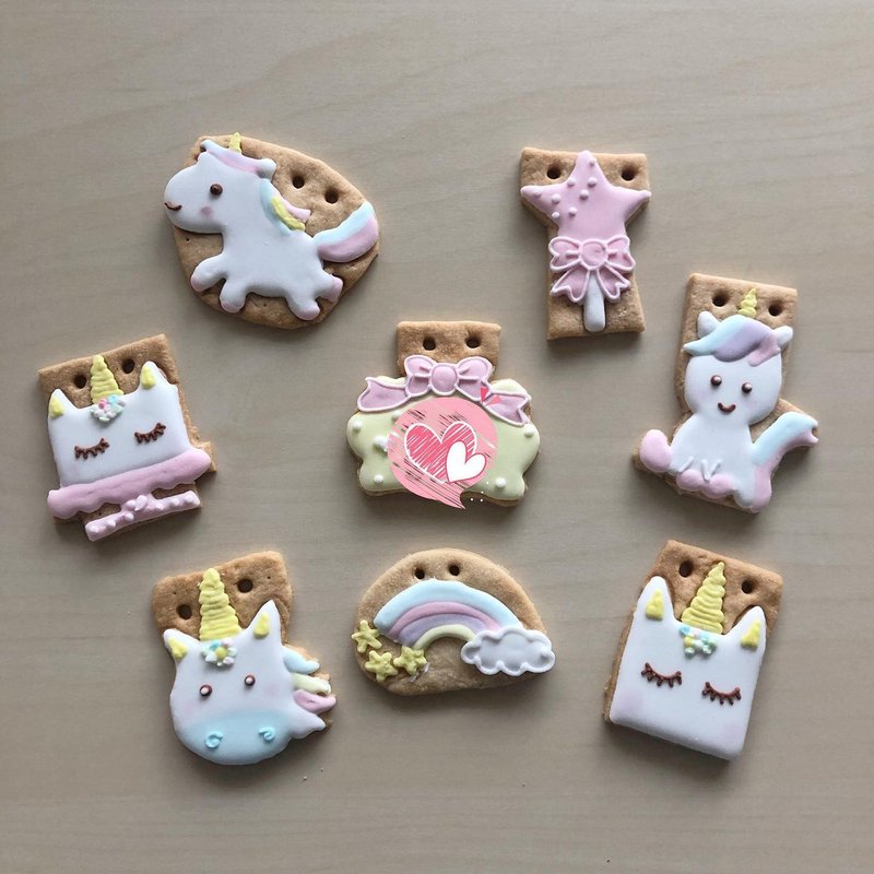 NIJI Cupcake 獨角獸收涎糖霜餅乾組合 【客製化禮物】 - 手工餅乾 - 新鮮食材 多色