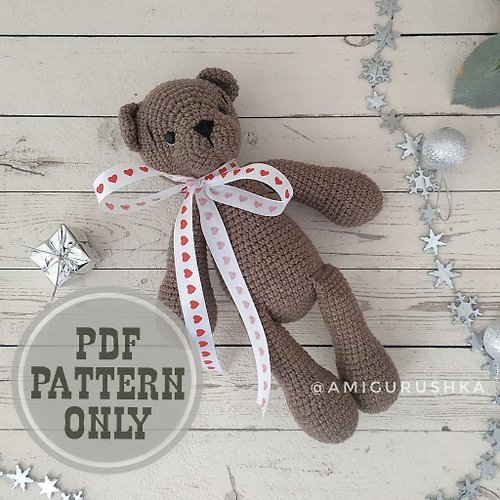 Amigurushka Teddy bear PATTERN crochet animals for woodland baby shower and nursery decor