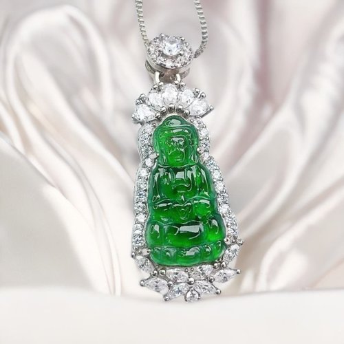 瓔珞珠寶盒 E.L.Jewelry Box 冰種老坑綠翡翠觀音菩薩項鍊 925純銀 | 天然翡翠A貨 | 送禮