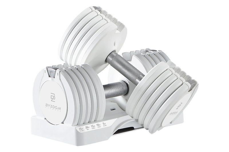 Pure Series Adjustable Dumbbell 25LB 5-Segment Weight Adjustment Set-Single - Fitness Equipment - Other Metals White