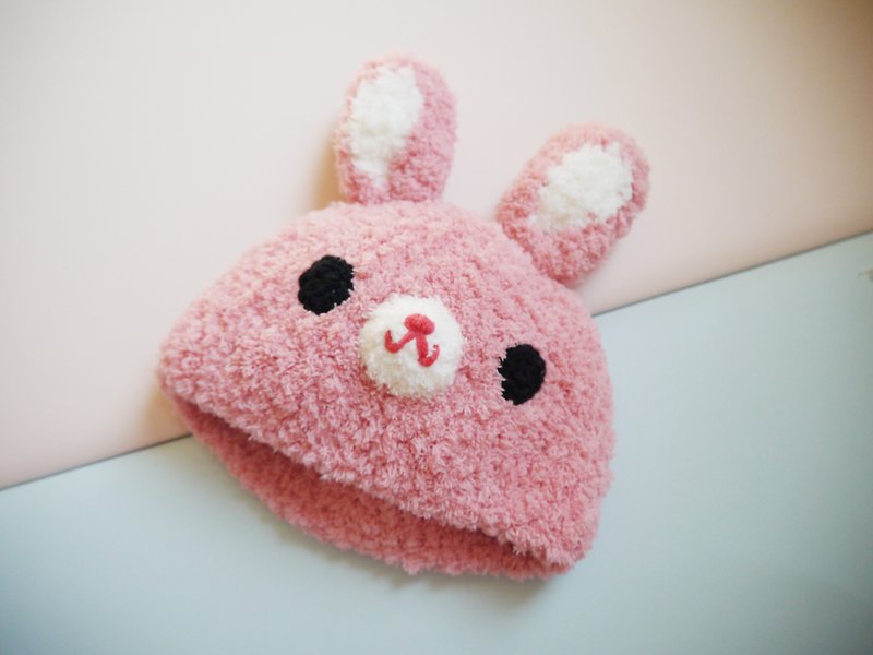 寶寶帽 兔兔造型毛帽 萬聖節裝扮  彌月禮 - 口水肩/圍兜 - 聚酯纖維 粉紅色