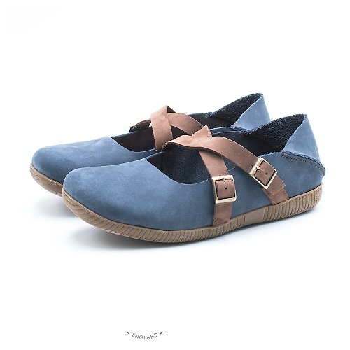 米蘭皮鞋Milano WALKING ZONE 皮革雙帶兩穿休閒鞋 女鞋 - 藍 (另有紅)
