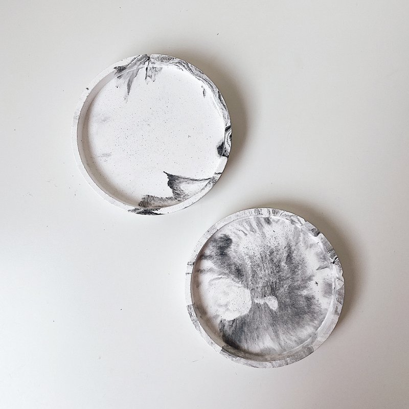 唯一一組 水墨暈染水泥盤2入 - 擺飾/家飾品 - 水泥 灰色