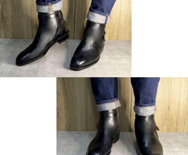 固特異手工真皮馬靴Jodhpur Boots 扣帶馬靴焦特布爾靴可客製- 設計館