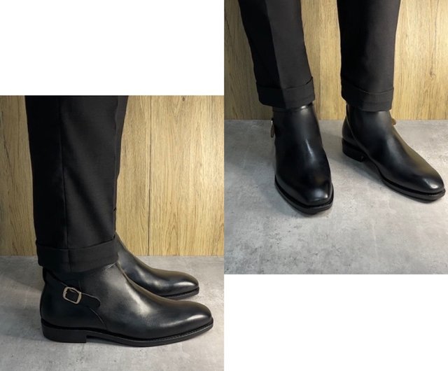 固特異手工真皮馬靴Jodhpur Boots 扣帶馬靴焦特布爾靴可客製- 設計館