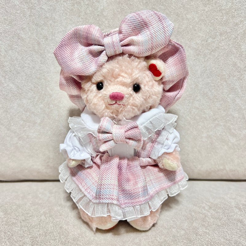 nuiMOs|15cm doll|17cm doll|handmade baby clothes|college plaid skirt suit - ตุ๊กตา - ผ้าฝ้าย/ผ้าลินิน สึชมพู