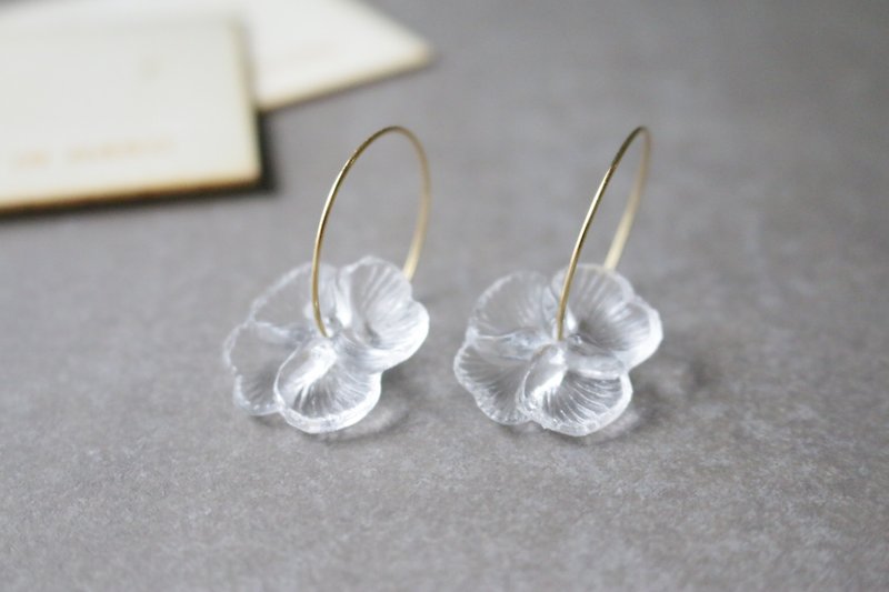 Earrings Acrylic round flower transparent-ice cream- - ต่างหู - พลาสติก สีใส