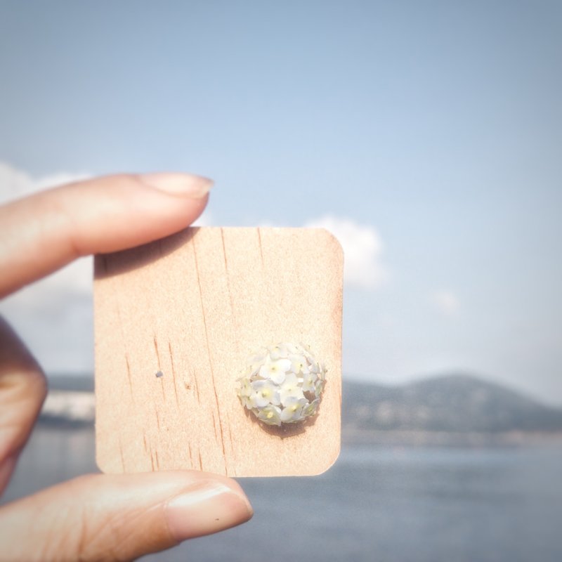 繡球花恤衫領鈕 - 袖扣 - 黏土 藍色