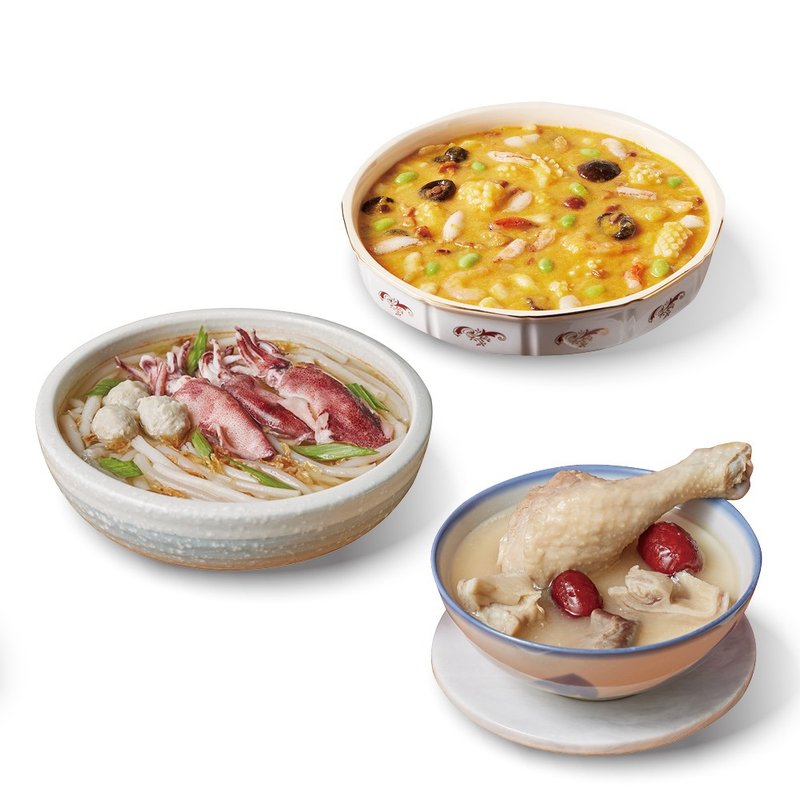 【錦霞樓】經典菜3件組(小卷炊粉+豬肚雞湯+金沙海鮮羹) - 其他 - 其他材質 紅色