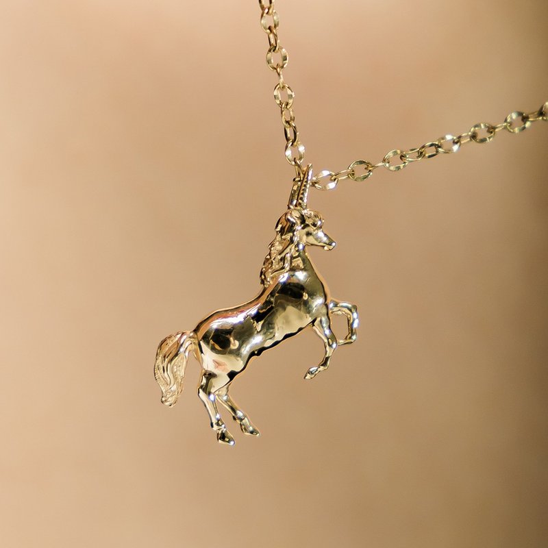 Korea's most popular product Lucky Unicorn Necklace 14k - สร้อยคอ - โลหะ หลากหลายสี