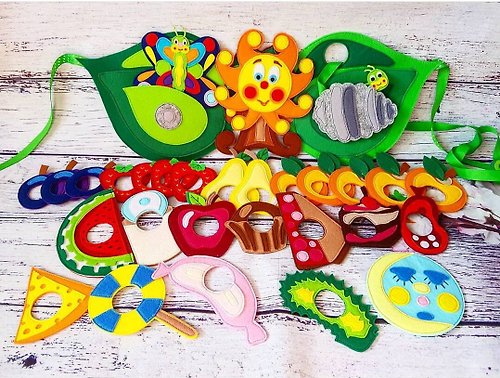 Happy Toy House Very Hungry Caterpillar with food, lacing toy, sensory interactive play