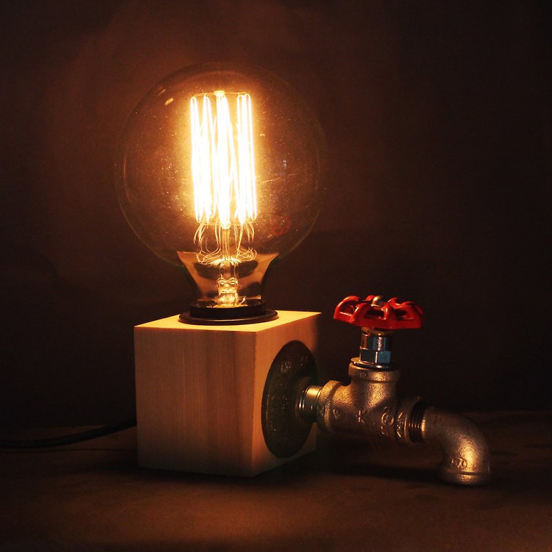 o The whimsical world of Rzloft light bulbs│Wooden block lamp with faucet on the table - Lighting - Wood 
