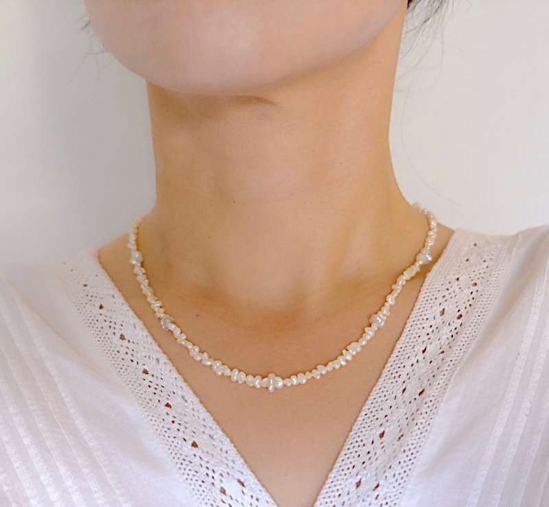 natural pearl necklace - Collar Necklaces - Pearl White