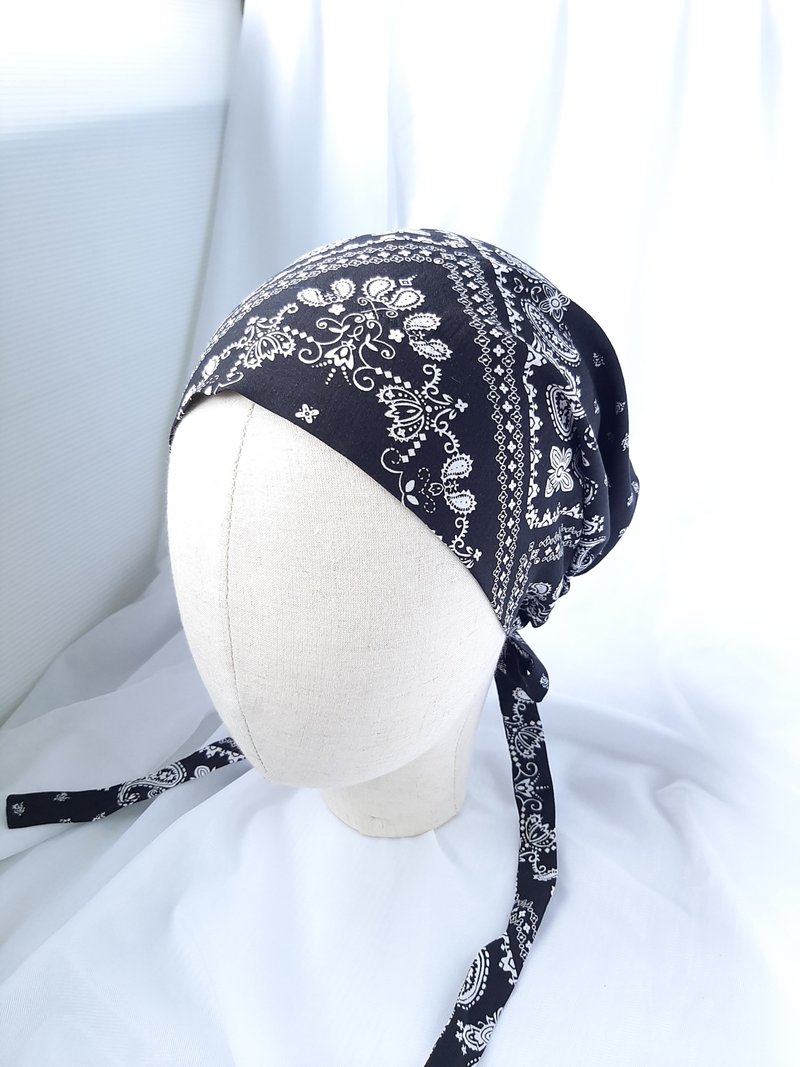 Black Amoeba Bandana Hat - Hats & Caps - Silk Black