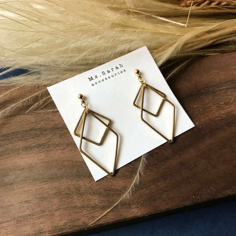 Bronze earrings _ turbot (folder can be changed) - ต่างหู - ทองแดงทองเหลือง สีทอง