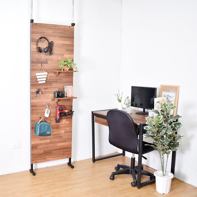 (全幅版) 木紋風洞洞板頂天立地 (免釘牆) 凱堡家居【H14276】 - 層架/置物架/置物籃 - 木頭 卡其色