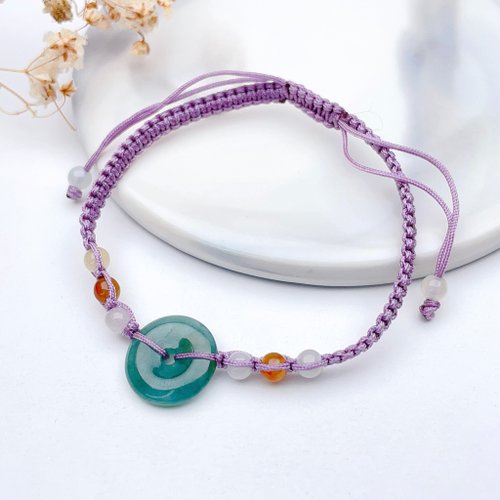 瓔珞珠寶盒 E.L.Jewelry Box 【願‧平安】冰綠翡翠平安扣編織手鍊|天然A貨翡翠|送禮