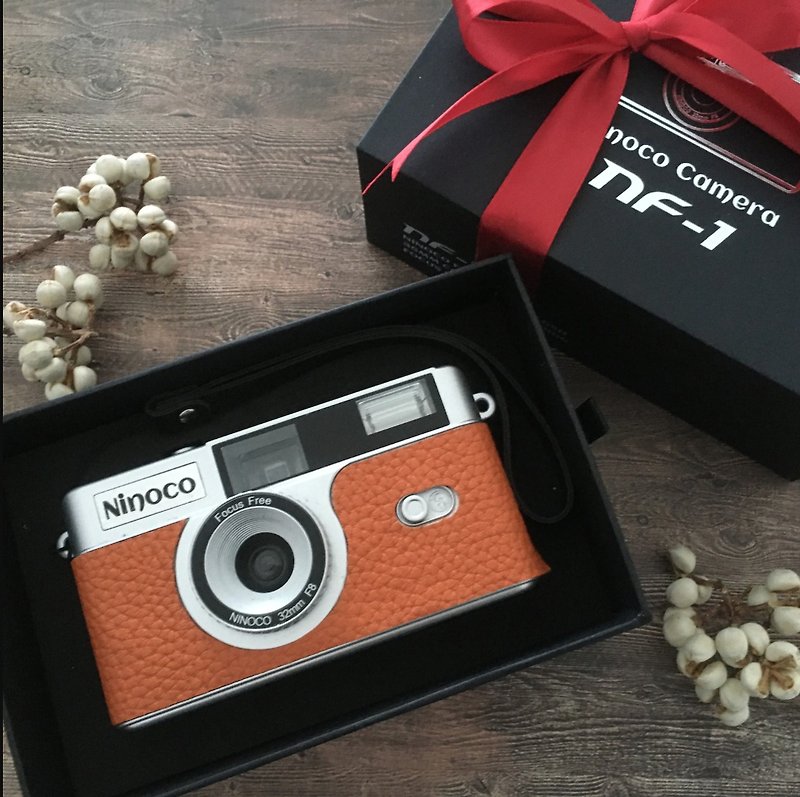 Point & Shoot  Brand new compact 35mm film camera with orange  leather【14-M】 - Cameras - Other Metals Orange