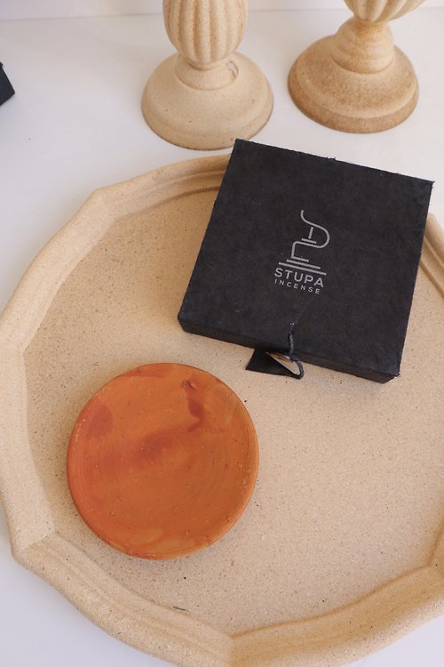Stupa Incense 純手工製陶土線香碟 - 赤土橙