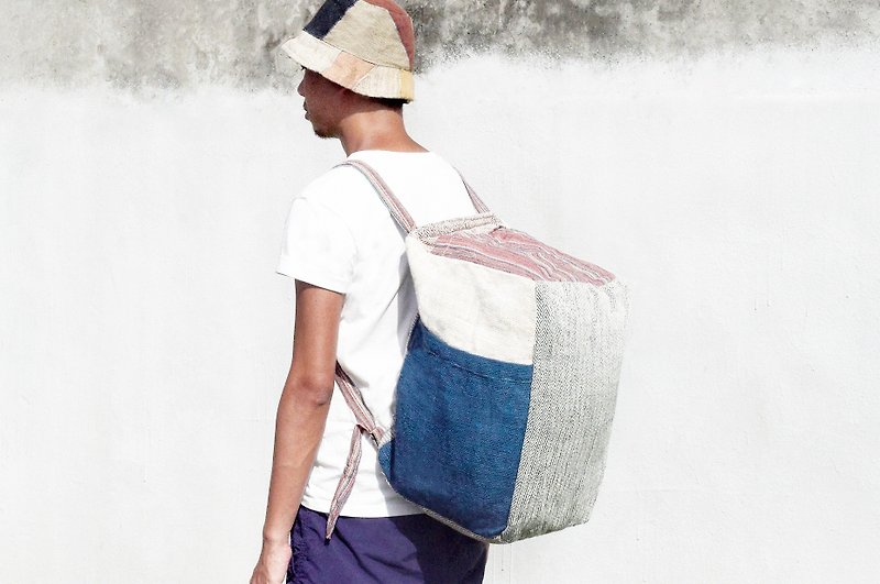 / 側背包 / 棉麻後背包 / 旅行包-  旅行的意義 幾何色塊三用包 - 後背包/書包 - 棉．麻 多色