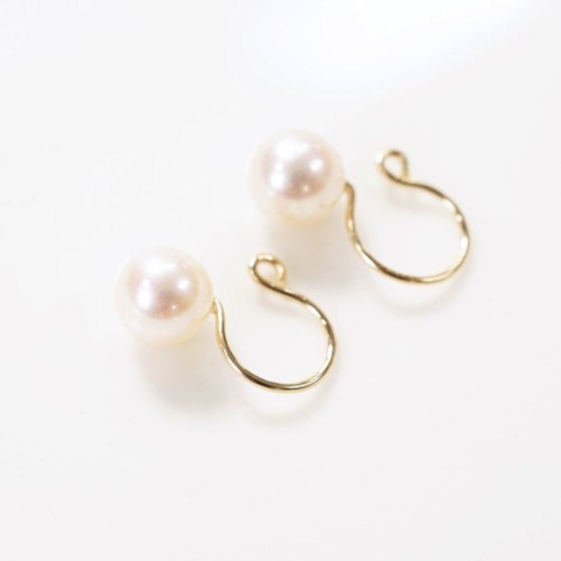 14Kgf Clip-On Freshwater Pearl Clip Clip-On Kate - ต่างหู - เครื่องเพชรพลอย ขาว