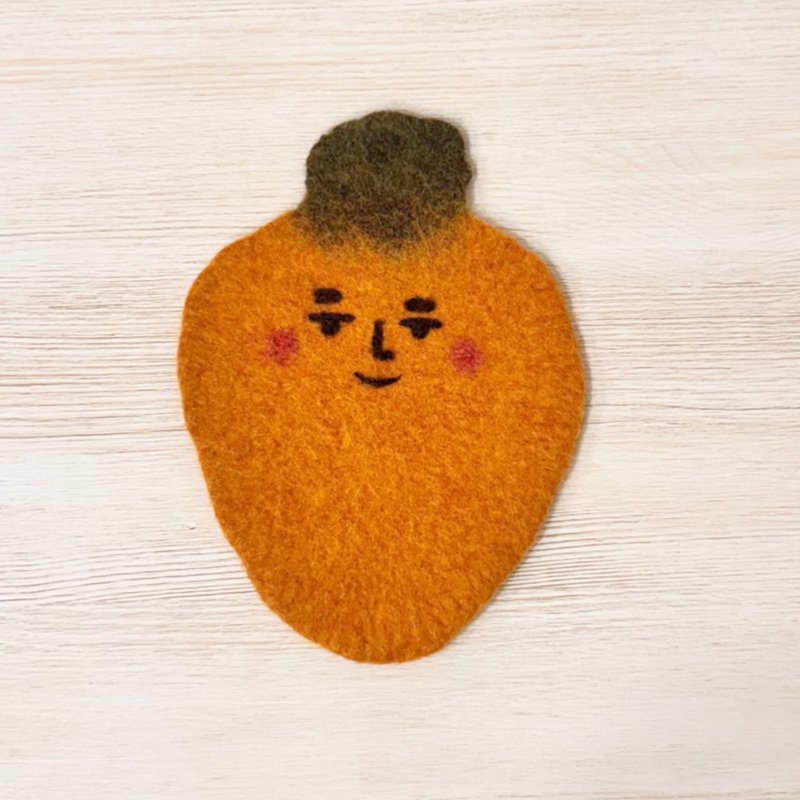 Wool felt coaster—Laoradish is looking at you - ที่รองแก้ว - ขนแกะ สีส้ม