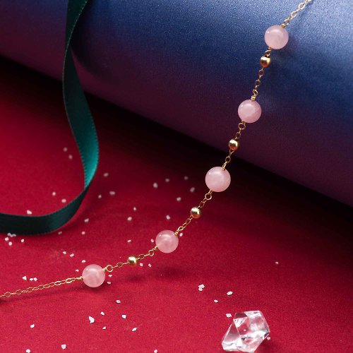 Pink Laboratory 粉紅製造 粉水晶14K包金手鍊 | 十月誕生石 | 天然水晶客製手鏈禮物戀愛