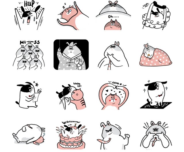 カスタマイズされたlineオリジナルステッカー イラストはカップルペットのように見える 写真ステッカー ショップ We Are Fluffy Graphic Design 似顔絵 Pinkoi