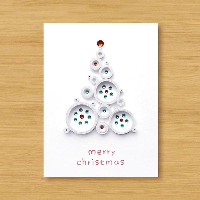 手工捲紙聖誕卡片 _ 來自遠方的祝福 ‧  夢幻泡泡聖誕樹_A - 心意卡/卡片 - 紙 白色