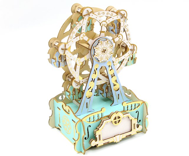 期間限定お値下げハナミズキ オルゴール 木製 ガラス蓋付き カスタムレタリング】Jigzle 3D木製パズル | カラフルな観覧車