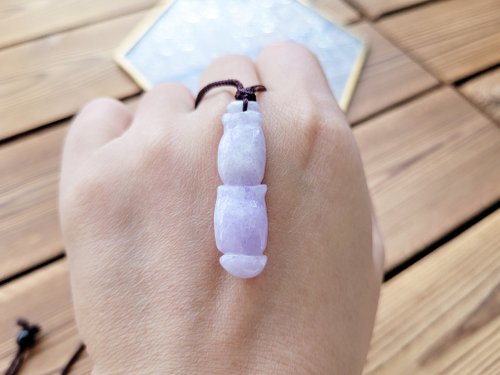 螺絲帽帽工作室 【親翠】天然翡翠 冰妖紅紫羅蘭手工雕刻竹節調整式繩鏈