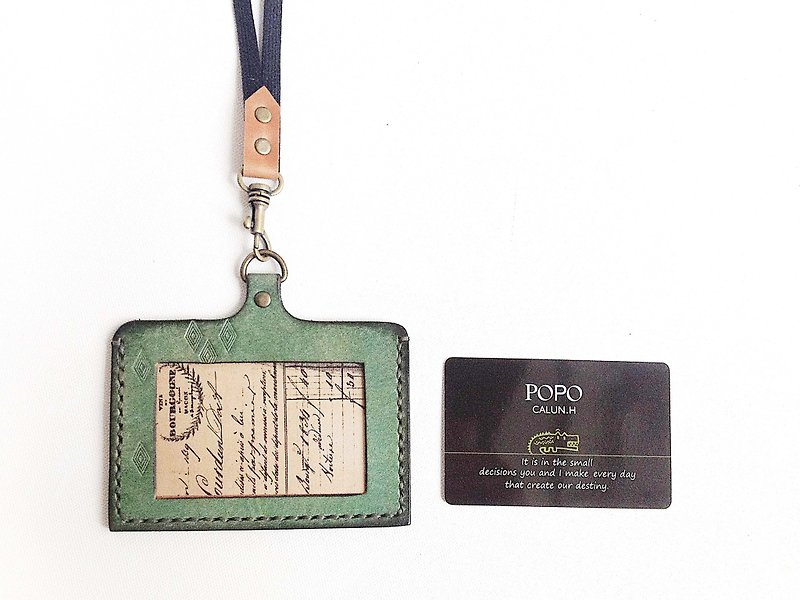 POPO │ fresh green grass │ certificate sets │ horizontal type - order kathyccc - ID & Badge Holders - Genuine Leather Green